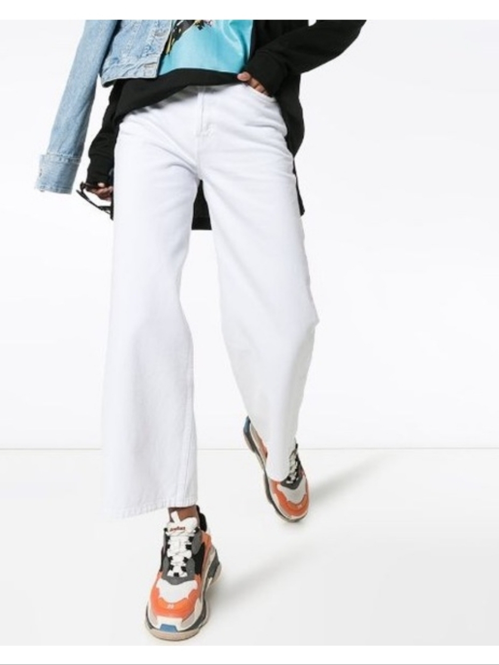 Re/Done Extreme Wide Leg Jeans in White